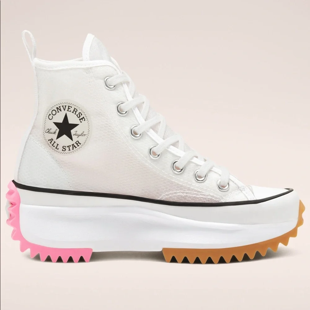 Converse Men’s Run Star Hike Hi Concrete Heat White Sneakers - Picture 2 of 9